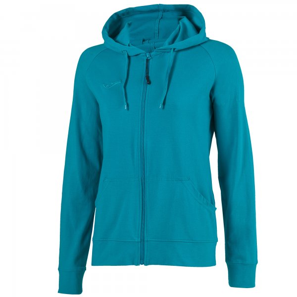 SWEATSHIRT WITH ZIP COMBI COTTON TURQUOISE WOMEN