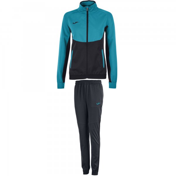 TRACKSUIT ESSENTIAL MICROFIBER BLACK-TURQUOISE WOMEN
