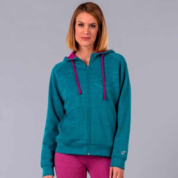 HOODED JACKET GREEN MELANGE WOMAN