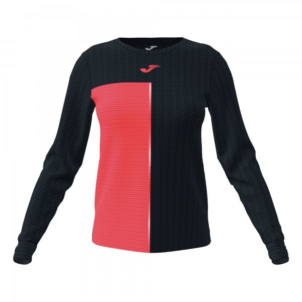 SUIDO T-SHIRT BLACK-FLUOR CORAL L/S