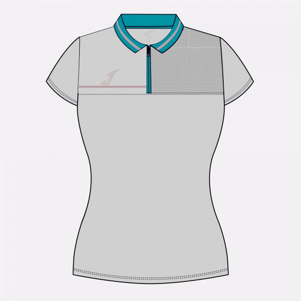 AQUIANA POLO GRAY-GREEN-PINK S/S