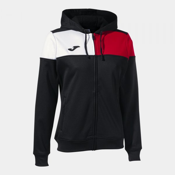 CREW V ZIP-UP HOODIE BLACK RED