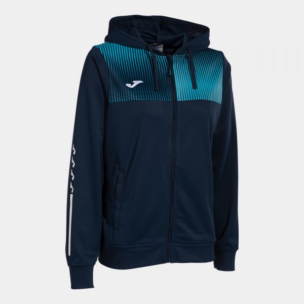 ECO SUPERNOVA ZIP-UP HOODIE NAVY FLUOR TURQUOISE