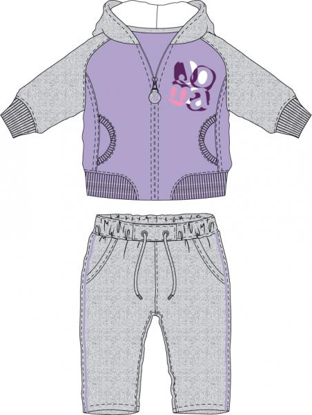 BABY COLLECTION GREY-PURPLE TRACKSUIT