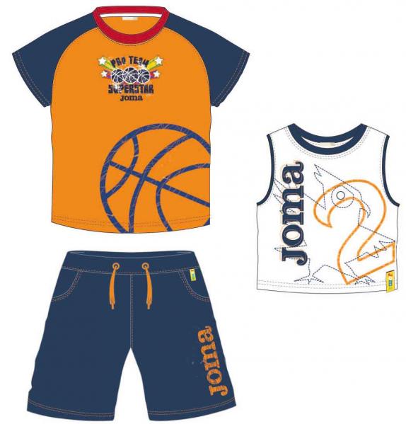 SET BABY BLUE CLUB 2 SHIRTS+SHORT ORANGE WHIT