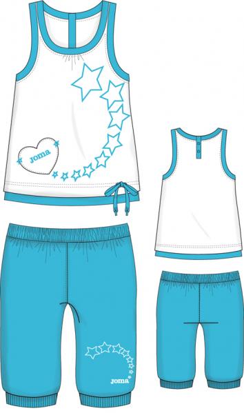 PINK CLUB SET (SHIRT+SHORT) WHITE-SKY BLUE