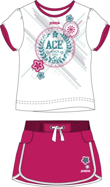 SET OF 2 PIECES WHITE-PINK(T-SHIRT+SKIRT)
