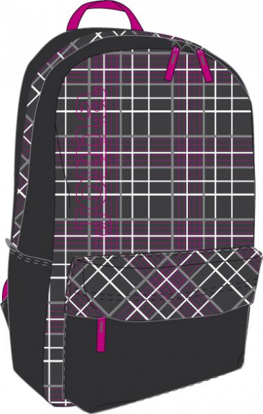 ACCESSORIES BLACK-PURPLE CHECKED SCHOOL-BAG