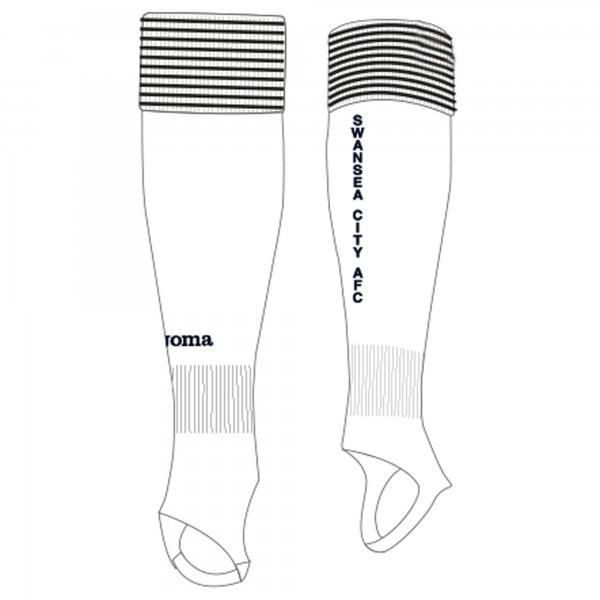 1ST SOCKS SWANSEA WHITE (NO FOOT)