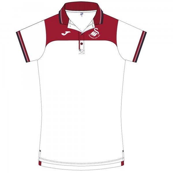 TRAINING POLO SHIRT SWANSEA WHITE-RED S/S R.