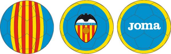 VALENCIA SOCCER BALL BLUE-YELLOW-RED